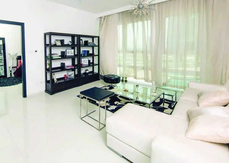 Bright apartment interior at Horizon Towers overlooking the waterfront on Reem Island.