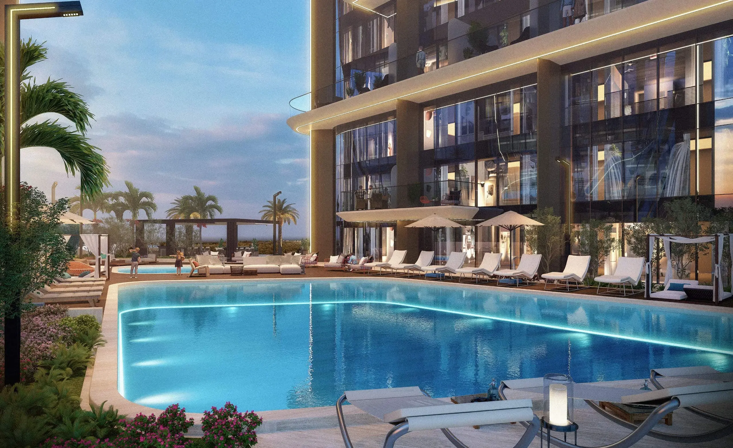 Radiant Bridges Towers podium on Al Reem Island Abu Dhabi displaying vibrant retail, dining, and community lifestyle spaces.